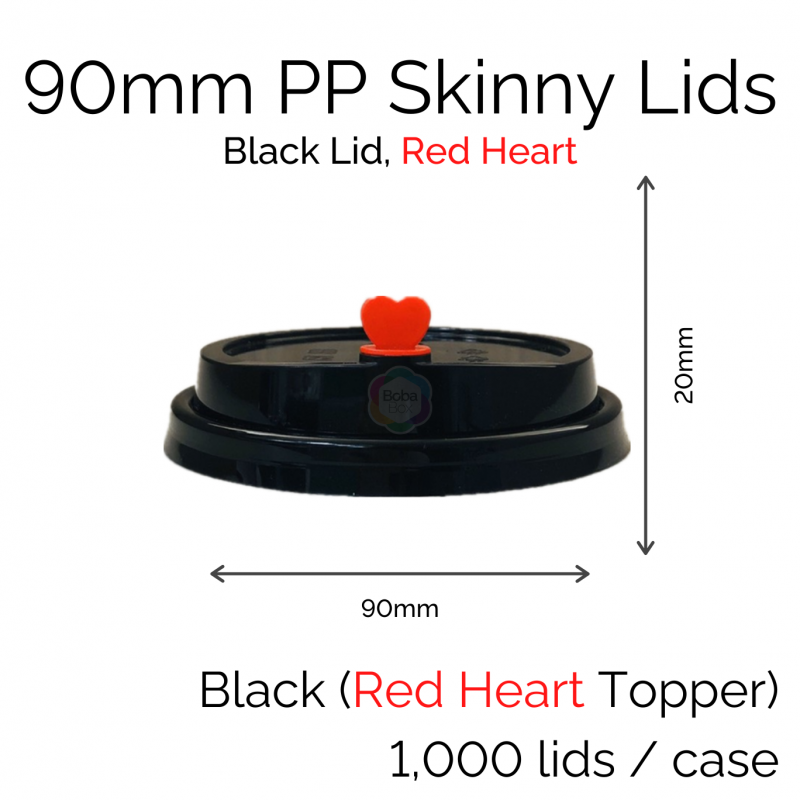 Lids - 90mm PP Skinny (Black RH) (100 pcs)