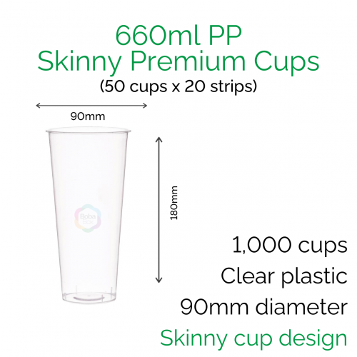 Cups - 660ml PP Skinny Premium Cups (50 pcs)