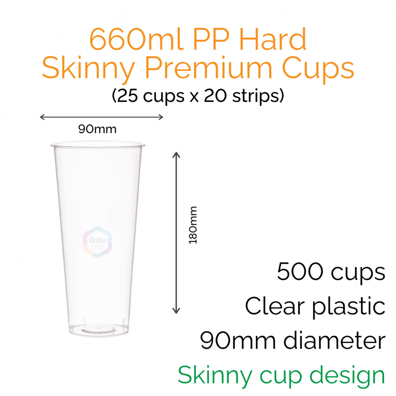 Cups - 660ml PP Hard Skinny Premium Cups (25 pcs)