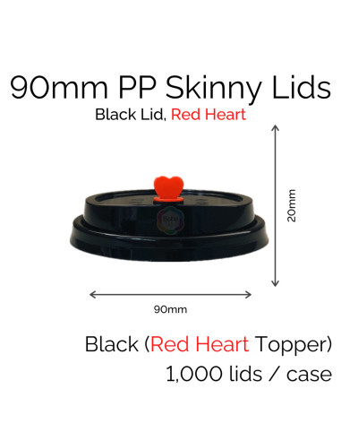Lids - 90mm PP Skinny (Black RH) (100 pcs)