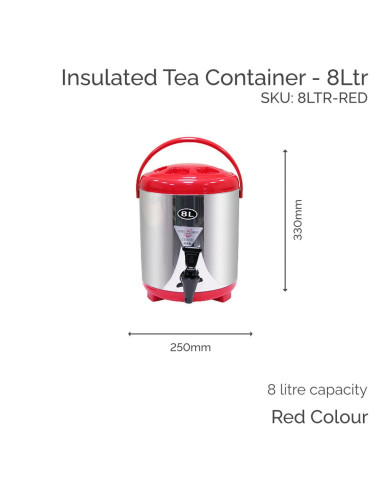 8 Ltr Red Insulated Tea Container - Boba Box Ltd