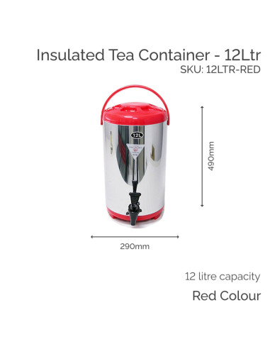 Insulated Red Tea Container - 12Ltr