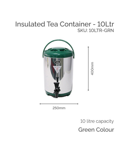 10 Ltr Green Insulated Tea Container - Boba Box Ltd