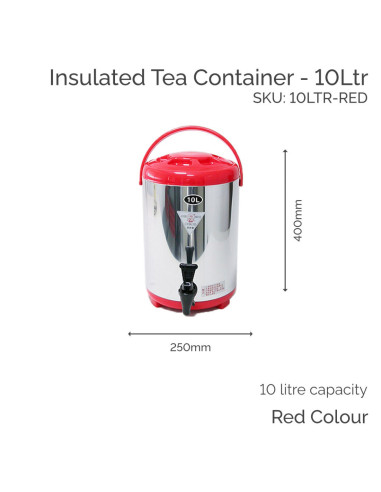 10 Ltr Red Insulated Tea Container - Boba Box Ltd