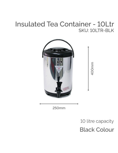 10 Ltr Black Insulated Tea Container - Boba Box Ltd