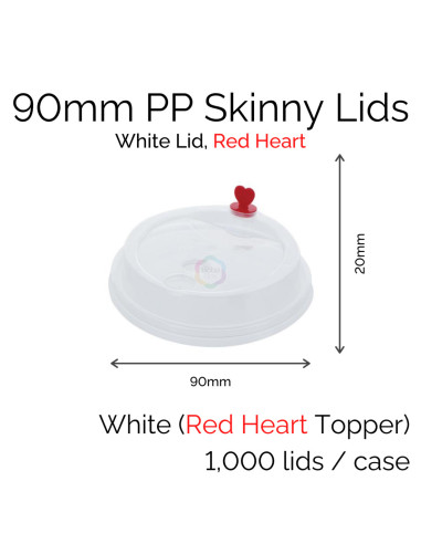 Lids - 90mm PP Skinny (White RH) (100 pcs)
