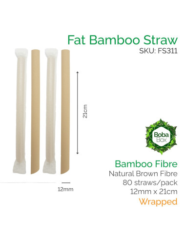 co-friendly 21cm bamboo fibre straws with 12mm diameter