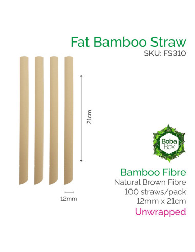 Eco-friendly 21cm bamboo fibre straws for boba tea