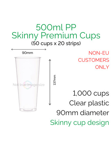 Cups - 500ml PP Skinny Premium Cups (50 pcs)