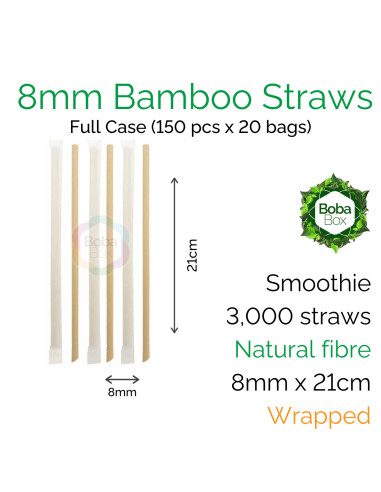 Individually wrapped 8mm Bamboo Fibre Straws