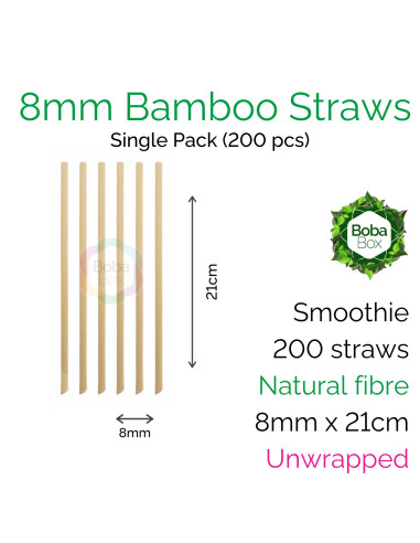 Unwrapped 8mm Bamboo Fibre Straws