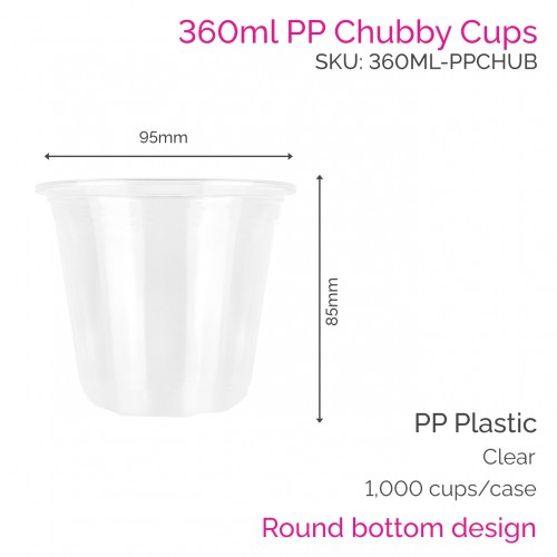 Cups - 360ml PP Chubby Cups (50 pcs)