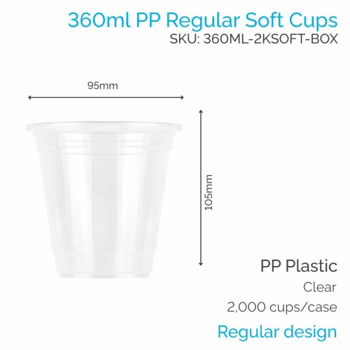 Cups - 360ml PP Soft Cups (100 pcs)