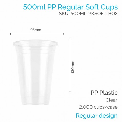 Cups - 500ml PP Soft Cups (100 pcs)