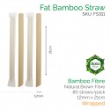 Straws - Wrapped 12mm x 21cm Bamboo Fibre (80 pcs)