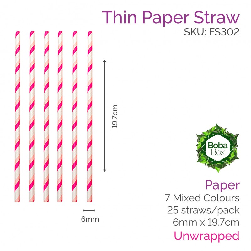 6mm Paper Straws - 19.7cm Colour Unwrapped