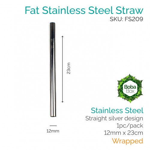 Straws - Straight 12mm x 23cm Stainless Steel (1 pc)