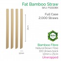 Straws - Unwrapped 12mm x 21cm Bamboo Fibre - Full Case
