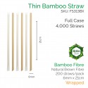 Straws - Wrapped 6mm x 21cm Bamboo Fibre (200 pcs) - Full Case