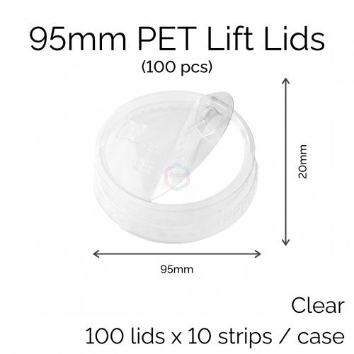 Lids - 95mm PET Lift Lids (100 pcs)